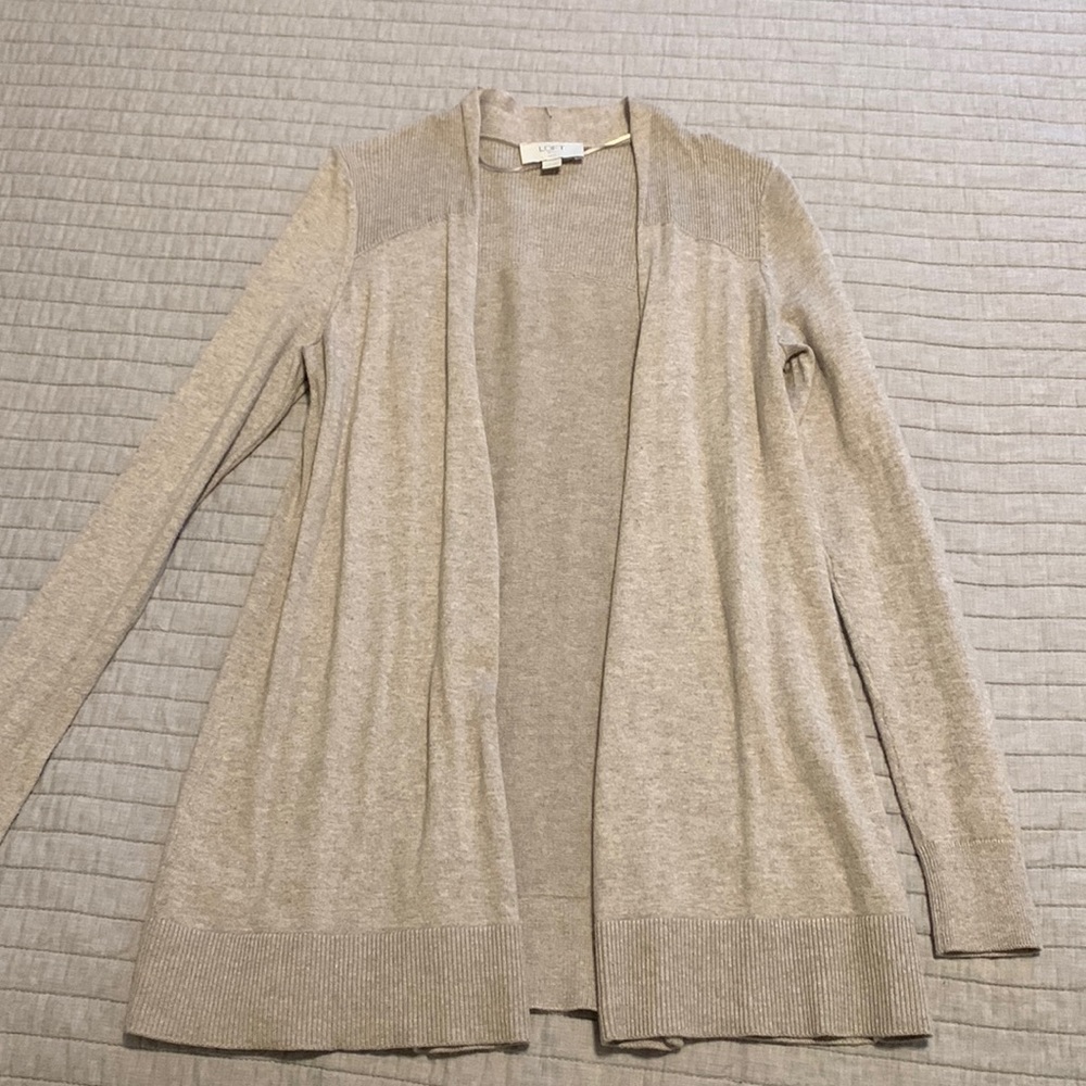 Women’s Loft Open Front Cardigan Sweater Size XXS Petite Tan